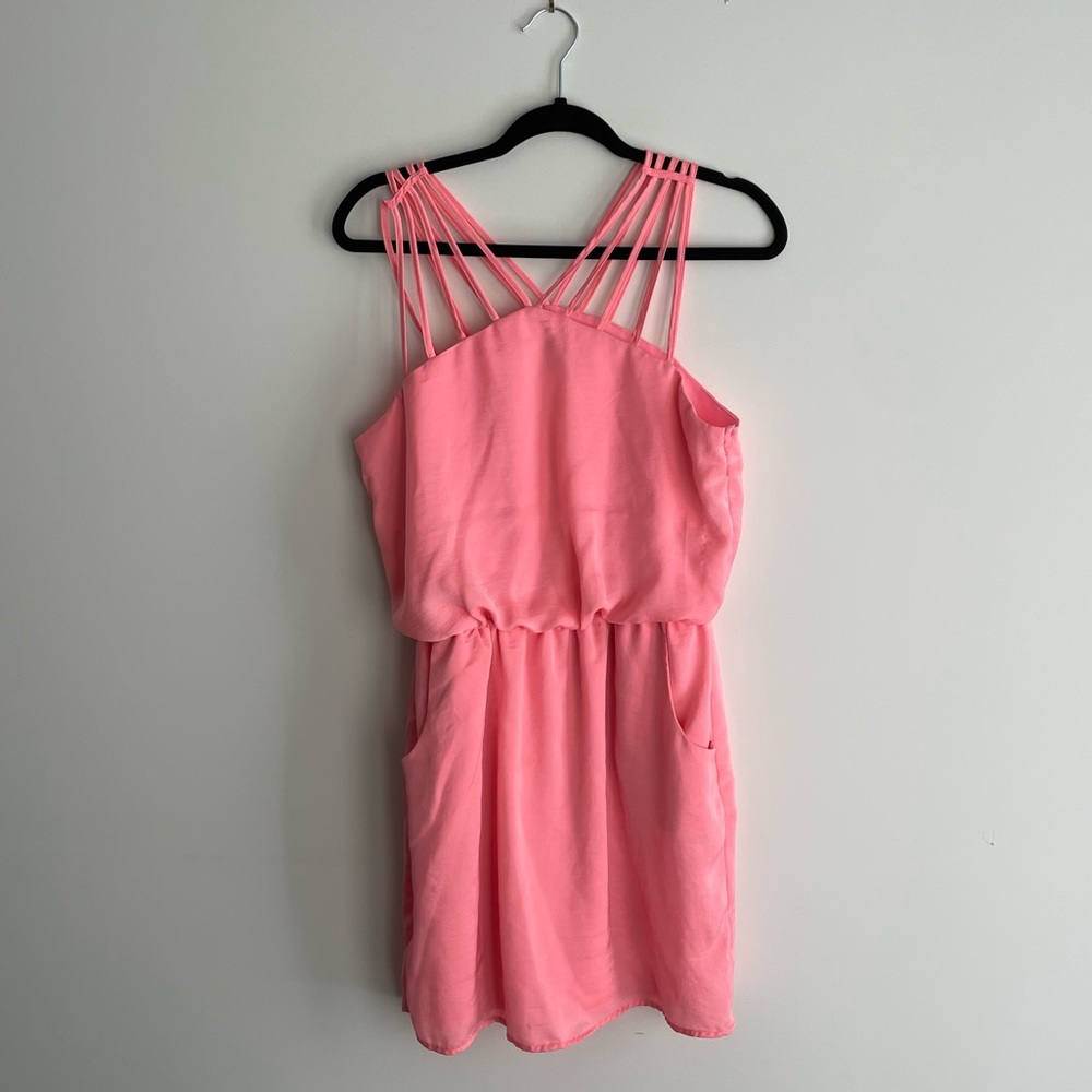 Neon pink/coral mini dress